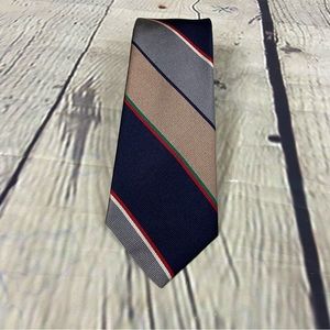 Briar silk stripe tie handmade navy gray